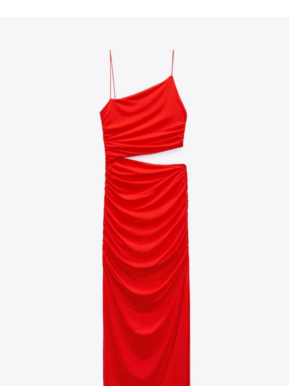 Red Ruched Cut Out Maxi Dress Cowl Neck Backless m